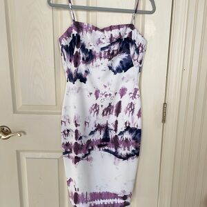 Black Halo Purple and White Mini Dress